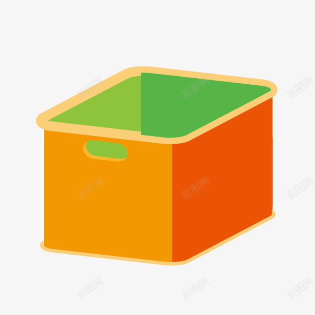 卡通橙色收纳盒png免抠素材_88icon https://88icon.com 办公用具 卡通收纳盒 室内摆设 橙色收纳盒