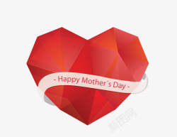 红色折纸桃心母亲节创意矢量图素材