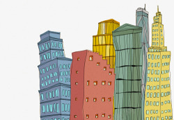 手绘建筑城市插画素材