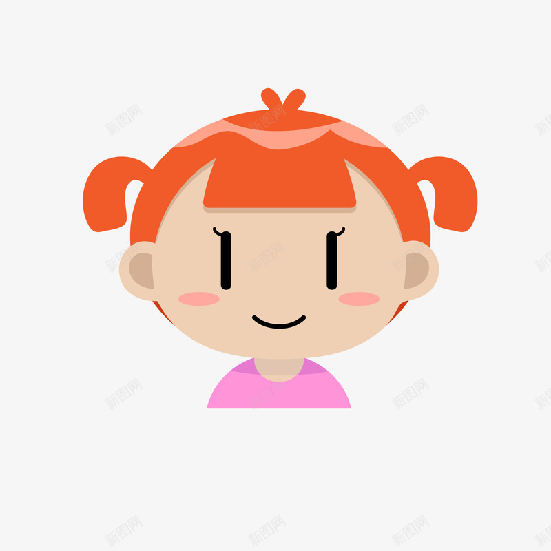 卡通微笑的女孩矢量图ai免抠素材_88icon https://88icon.com 人物设计 卡通 女孩 扁平化 橙色头发 矢量图
