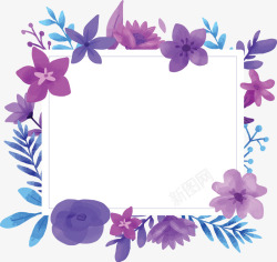 手绘风紫色花朵边框矢量图素材