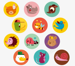 各种动物头像插画素材