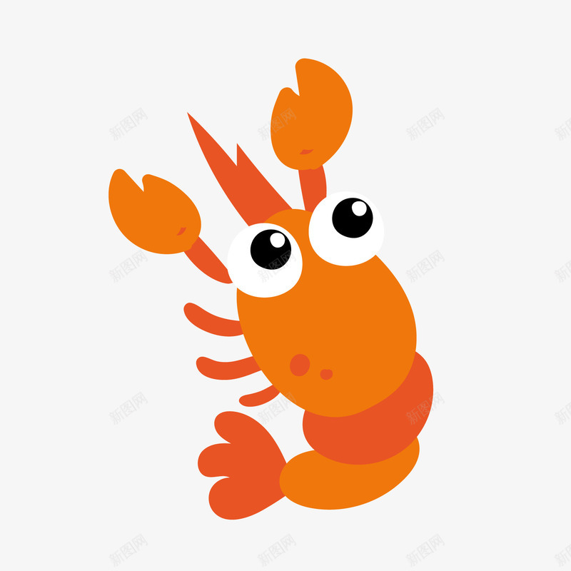 卡通橙色龙虾png免抠素材_88icon https://88icon.com 卡通动物 卡通大龙虾 橙色龙虾 背景装饰