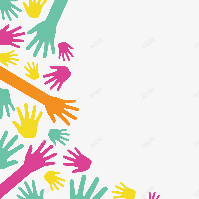 多个手印延伸效果扁平化手印墙矢矢量图ai免抠素材_88icon https://88icon.com 印记 多个手印 多个手印延伸效果扁平化手印墙矢量免费下载 手印墙 手绘 掌印 橙色 蓝色 矢量图