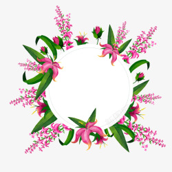 彩绘粉色花卉框架矢量图素材