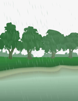 下雨的自然界矢量图素材