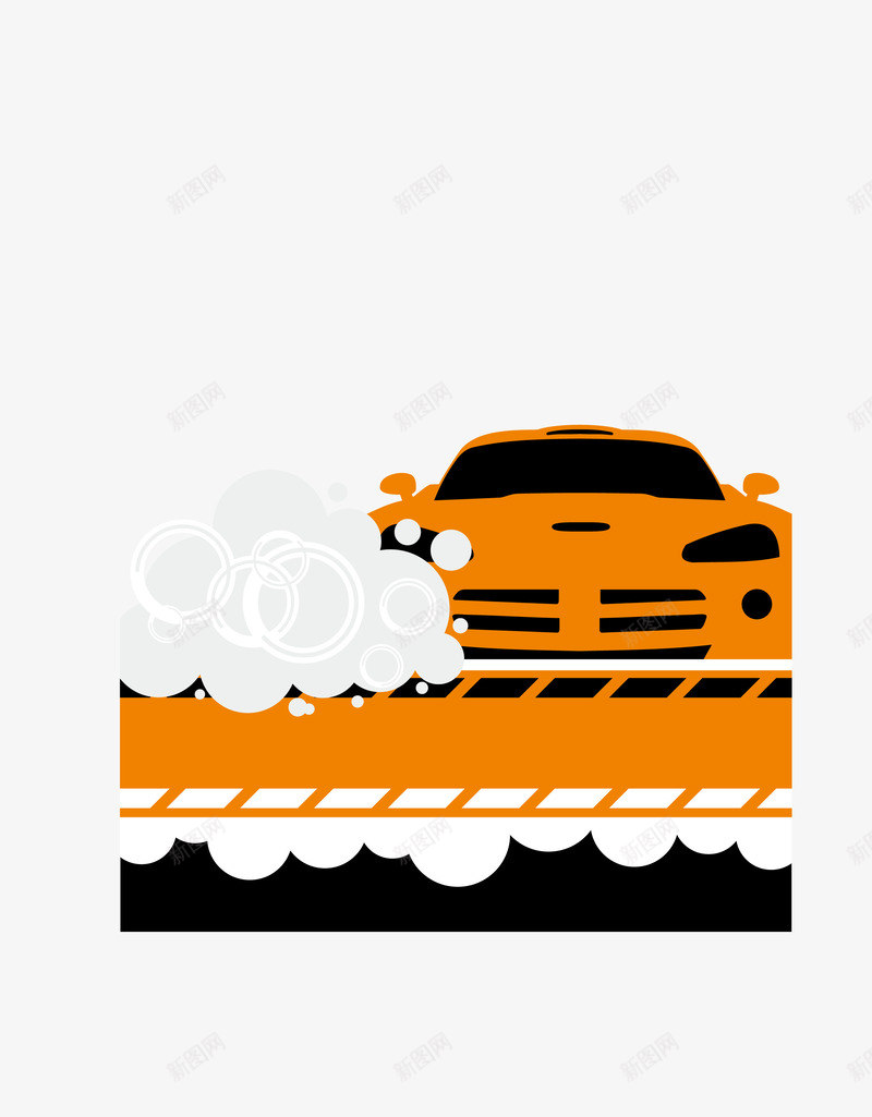公路上行驶的汽车png免抠素材_88icon https://88icon.com 公路 卡通手绘 橙色 汽车 车