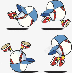 潮流插图戴蓝色帽子的棒球卡通素材