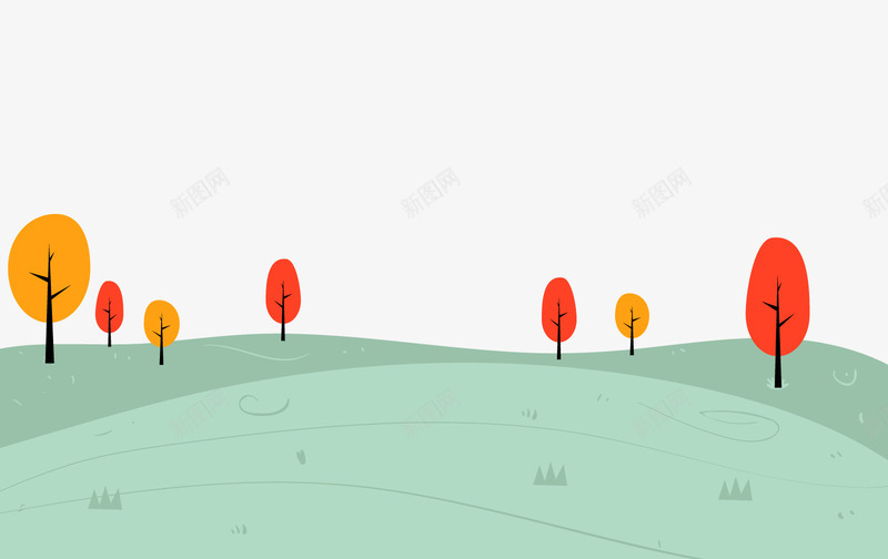 树木草地风景png免抠素材_88icon https://88icon.com 卡通植物 卡通风景 树木 背景装饰 草地