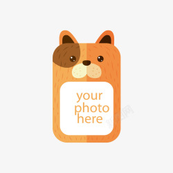 橙色小狗相片框矢量图素材