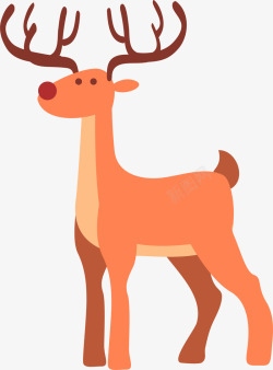橙色麋鹿橙色卡通圣诞节麋鹿高清图片