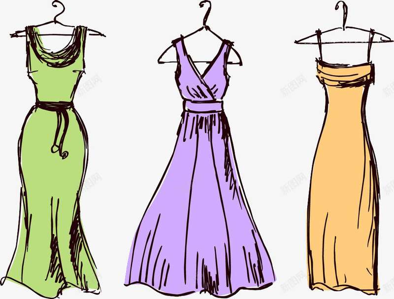 绿紫橙裙子png免抠素材_88icon https://88icon.com 裙子女性服饰服装印花设计