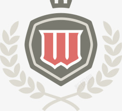 W英伦皇冠麦穗盾牌徽章素材