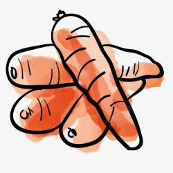 手绘彩绘胡萝卜蔬菜矢量图素材