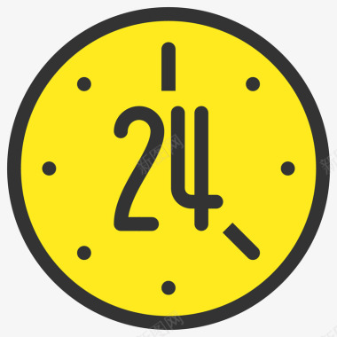 指针数字黄色圆环时间钟表元素图标图标