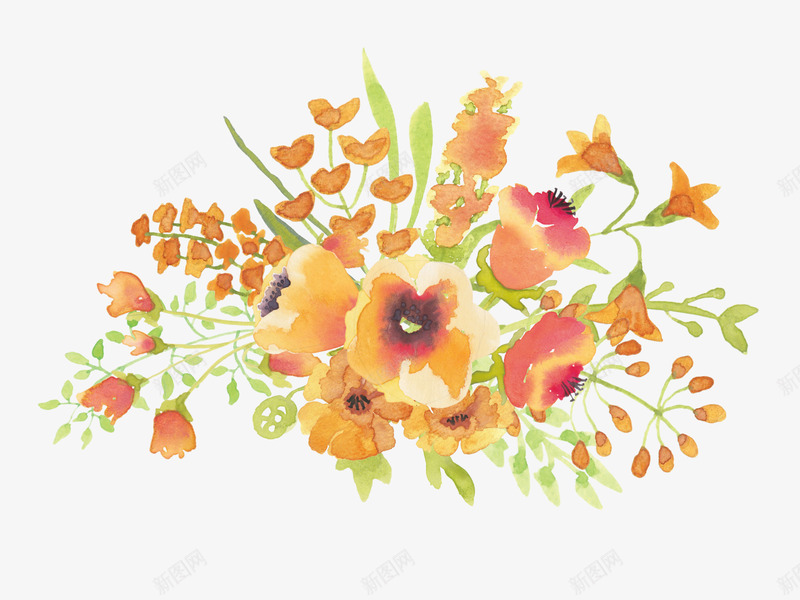 水彩橙色花朵花卉png免抠素材_88icon https://88icon.com 中国风元 水墨花朵 水彩紫色花朵 盛开的花朵