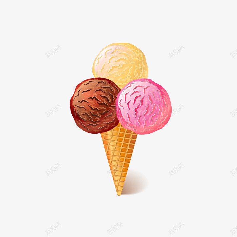 三色冰淇淋球矢量图eps免抠素材_88icon https://88icon.com 三色 冰淇淋 冰淇淋球 咖啡色 橙色 红色 蛋卷 矢量图