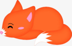 手绘睡眠小狐狸素材