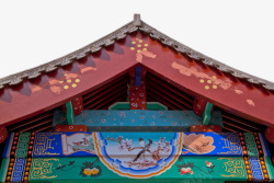 中国民族特色彩色印花图案墙檐素材