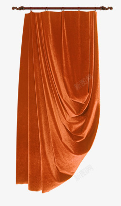 橙色窗帘素材