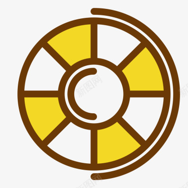 黄色手绘弯曲轮子元素矢量图图标图标