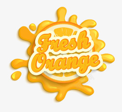 夏天橙汁新鲜水果五星圆形素材