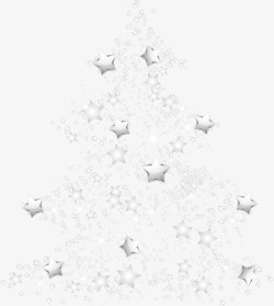 银色星星圣诞树素材