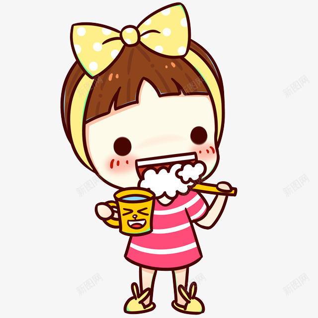 卡通刷牙小女孩png免抠素材_88icon https://88icon.com 刷牙 卡通 女孩 手拿牙刷 美女刷牙