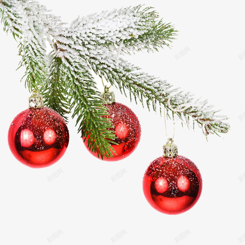 圣诞树上的雪png免抠素材_88icon https://88icon.com png图片素材 免费png元素 免费png素材 圣诞树上的雪 彩球 红色 节日元素