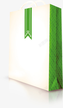 白色印绿色条纹纸袋素材