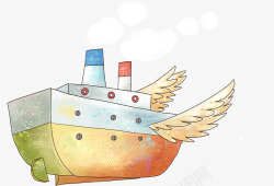 彩绘轮船彩绘飞翔的轮船高清图片