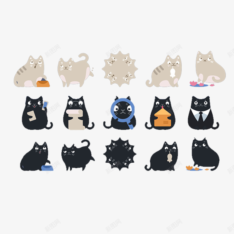 各种各样的黑猫白猫png免抠素材_88icon https://88icon.com 各种各样的猫 灰猫 白猫 黑猫