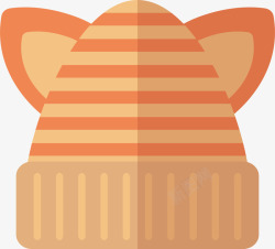 橘色狐狸耳朵毛线帽矢量图素材