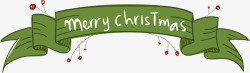 绿色丝带圣诞节横幅矢量图素材