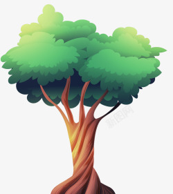 植树节卡通绿色树木素材