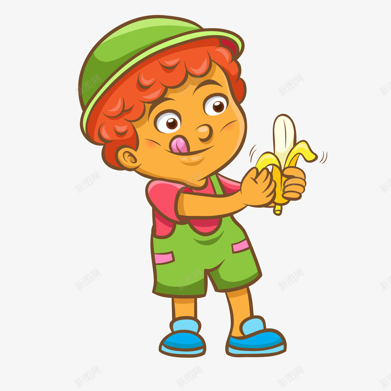 卡通吃香蕉的儿童人物矢量图ai免抠素材_88icon https://88icon.com 儿童 儿童生活节 天猫吃货节 水果 食物 香蕉 矢量图