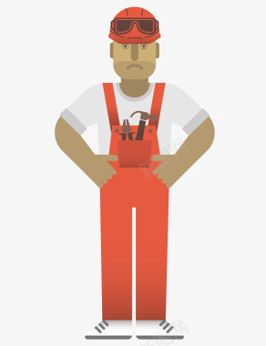 装修设计模板穿着红色服装的工人图标图标