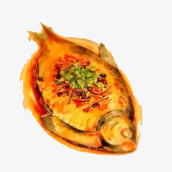 红烧鳊鱼手绘画片素材