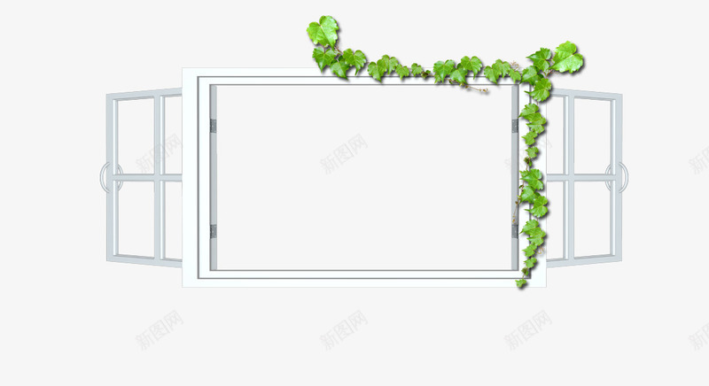 白色田园风窗户psd免抠素材_88icon https://88icon.com 田园 白色 白色窗框 窗户 花藤