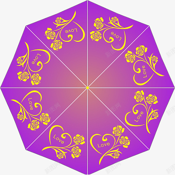 玫瑰花爱心图案印花伞png免抠素材_88icon https://88icon.com 印花伞 印花伞矢量图 爱心图案 玫瑰花图案