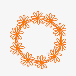 橙色花朵框架粉笔图案素材