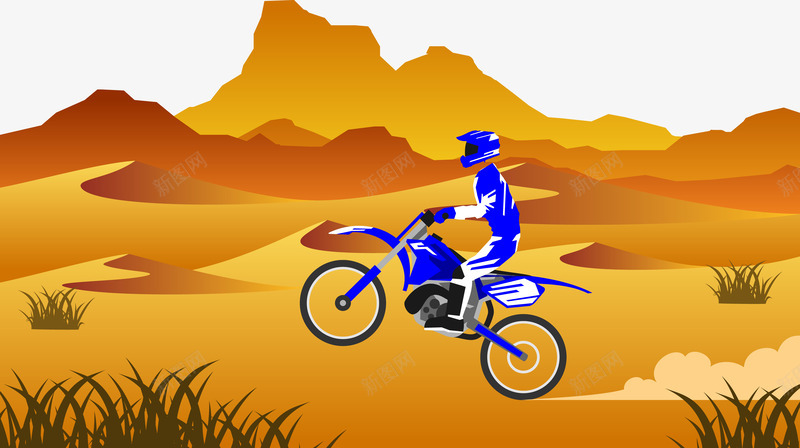 沙漠骑摩托车矢量图eps免抠素材_88icon https://88icon.com 安全帽 小草 彩绘 摩托车 沙漠 轮胎 骑车 矢量图