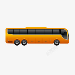卡通橙色的大巴客车矢量图素材