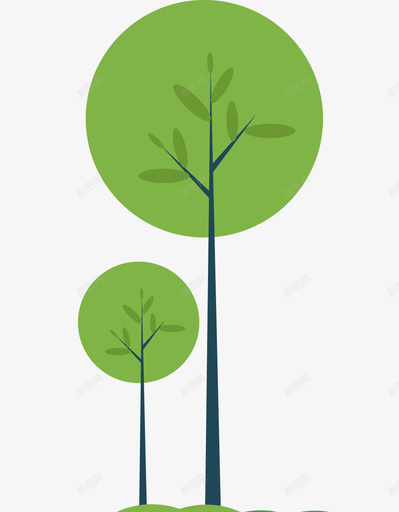 草地上的大树和小树矢量图ai免抠素材_88icon https://88icon.com 大树 小树 树叶 树干 树木 母子树 矢量图 绿色 草地 黑色
