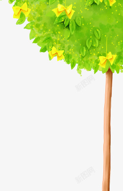开心61六一儿童节绿色树木卡通素材