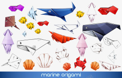 海洋卡通可爱动物折纸02矢素材