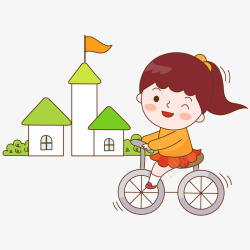 骑牛的女孩骑自行车的小女孩高清图片