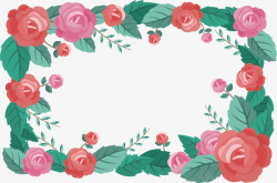 浪漫粉红玫瑰边框素材