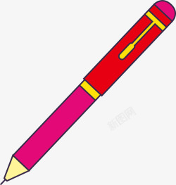 红紫色卡通彩绘钢笔矢量图素材