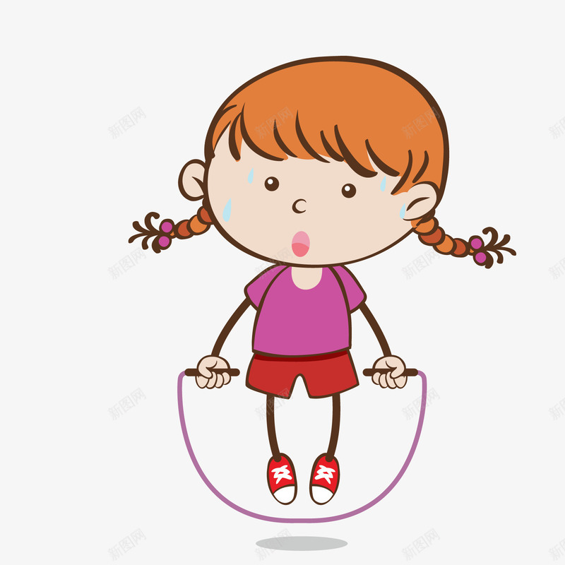 紫红色跳绳的卡通女孩矢量图ai免抠素材_88icon https://88icon.com 卡通女孩 女孩 橙色 紫色 红色 跳绳 运动女孩 矢量图